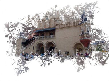 Eski şehir Krakow sanat illüstrasyonları antika