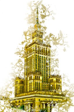 Varşova şehir manzarası dış sanat çizimi çizimi