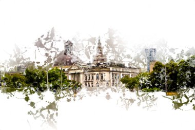 Varşova şehir manzarası dış sanat çizimi çizimi