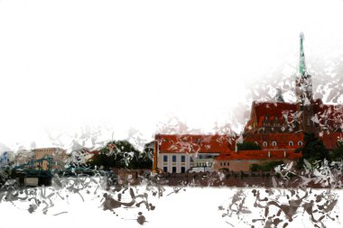 Wroclaw City Poland antika sanat eskizi çizimi