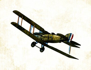 Beyaz arka planda izole edilmiş eski bir savaş uçağı.