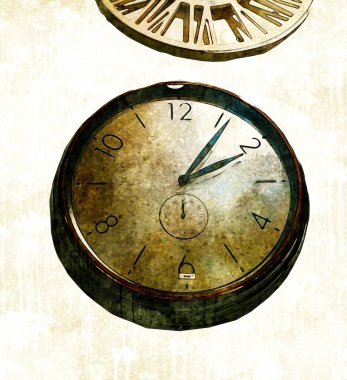 Eski antika klasik saatlerin eski kağıt arka plandaki tuşları.