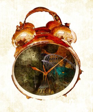 Eski antika klasik saatlerin eski kağıt arka plandaki tuşları.