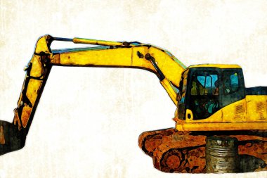 Ekskavatör illüstrasyon izole renk sanat eseri