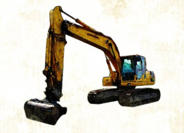 Ekskavatör illüstrasyon izole renk sanat eseri
