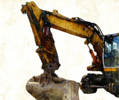 Ekskavatör illüstrasyon izole renk sanat eseri