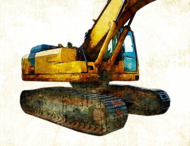 Ekskavatör illüstrasyon izole renk sanat eseri