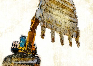 Ekskavatör illüstrasyon izole renk sanat eseri