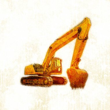 Ekskavatör illüstrasyon izole renk sanat eseri