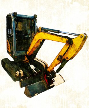 Ekskavatör illüstrasyon izole renk sanat eseri