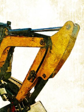 Ekskavatör illüstrasyon izole renk sanat eseri
