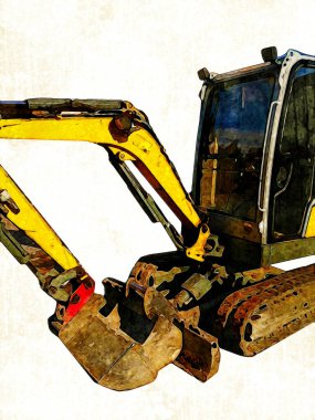 Ekskavatör illüstrasyon izole renk sanat eseri