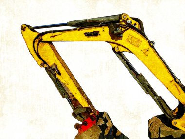 Ekskavatör illüstrasyon izole renk sanat eseri