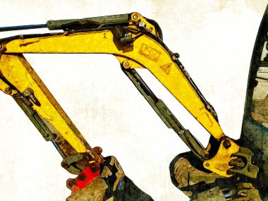 Ekskavatör illüstrasyon izole renk sanat eseri