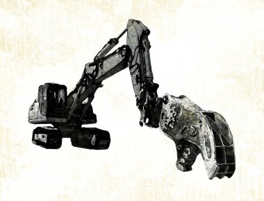 Ekskavatör illüstrasyon izole renk sanat eseri