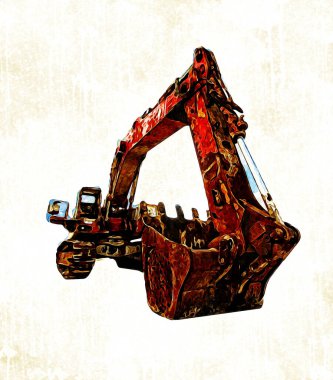 Ekskavatör illüstrasyon izole renk sanat eseri