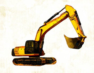Ekskavatör illüstrasyon izole renk sanat eseri