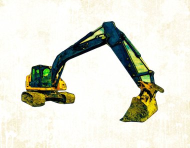 Ekskavatör illüstrasyon izole renk sanat eseri