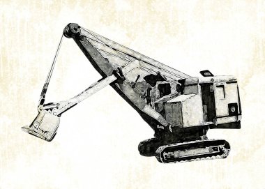 Ekskavatör illüstrasyon izole renk sanat eseri