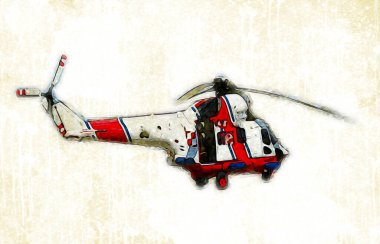 askeri helikopter resim sanatı klasiği çiziyor