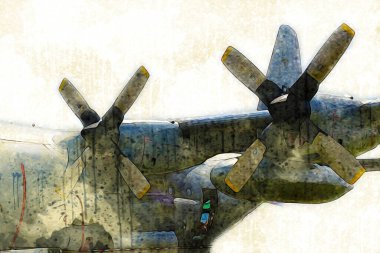 Amerikan savaş uçağı resim sanatı klasiği çiziyor.