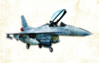 Amerikan savaş uçağı resim sanatı klasiği çiziyor.