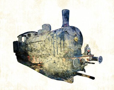 Eski buharlı lokomotif motoru antika