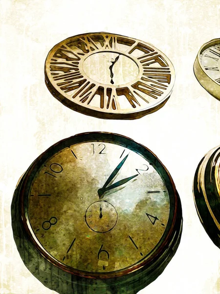 Dials Old Antique Classic Clocks Vintage Paper Background — Stock Photo, Image