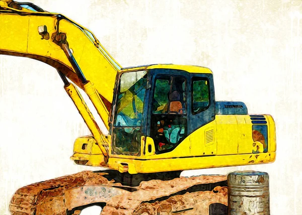 Excavator Illustration Color Isolated Art Work — Stock Photo, Image