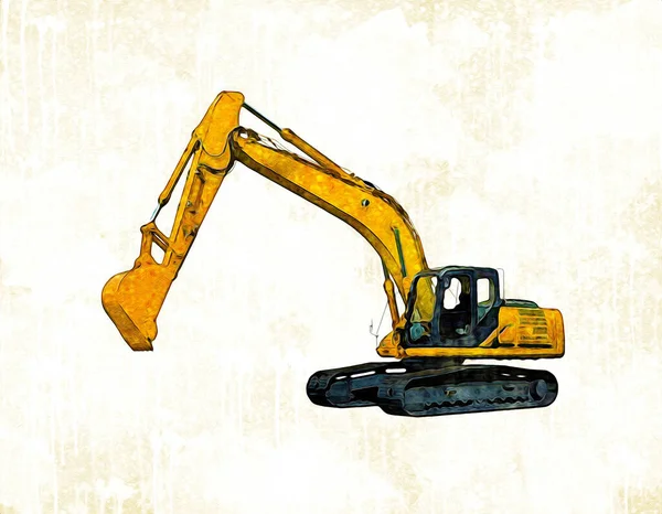 Excavator Illustration Color Isolated Art Work — Stock Photo, Image