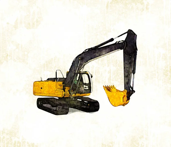 Excavator Illustration Color Isolated Art Work — Stock Photo, Image