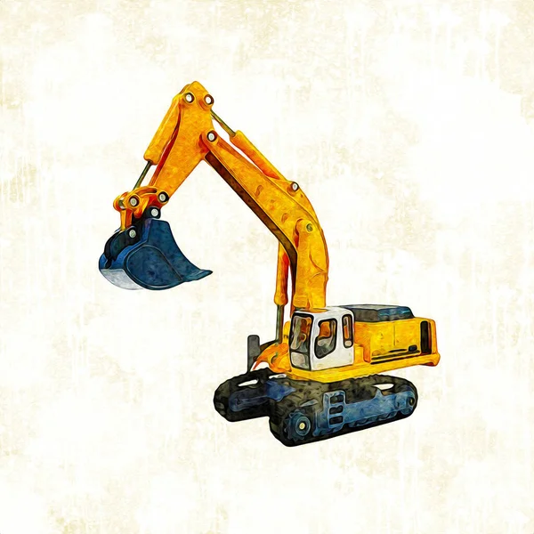 Excavator illustration color isolated art work