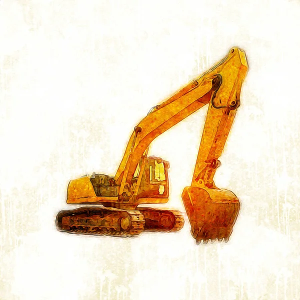 Excavator Illustration Color Isolated Art Work — Stock Photo, Image