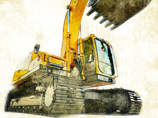 Excavator Illustration Color Isolated Art Work — Stock Photo, Image