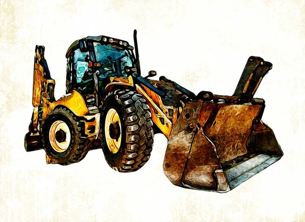 Excavator illustration color isolated art work