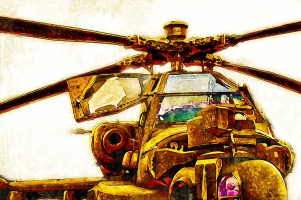 Militärhubschrauber Zeichnung Illustration Kunst Jahrgang — Stockfoto