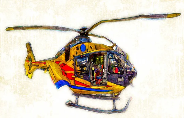 Militaire Helikopter Tekening Illustratie Kunst Vintage — Stockfoto