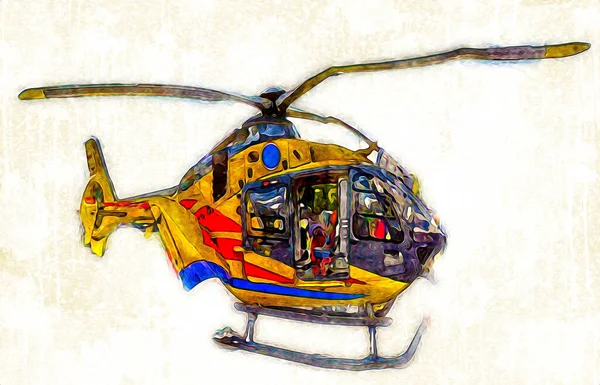 Helicóptero Militar Dibujo Ilustración Arte Vintage — Foto de Stock