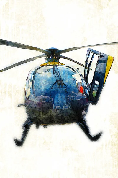 Військовий Вертоліт Малюнок Ілюстрація Мистецтво Старовинне — стокове фото