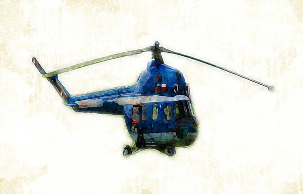 Helicóptero Militar Desenho Ilustração Arte Vintage — Fotografia de Stock