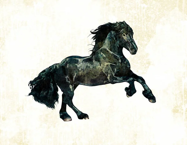 Illustration Art Cheval Coloré Peinture Grunge — Photo