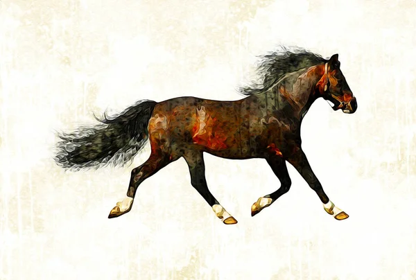 Colorido Caballo Arte Ilustración Grunge Pintura —  Fotos de Stock