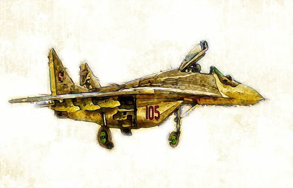 American Jet Fighter Aircraft Drawing Illustration Art Vintage — Stock Photo, Image