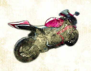 Motosiklet görüntüleme rengi izole edilmiş sanat antika retro