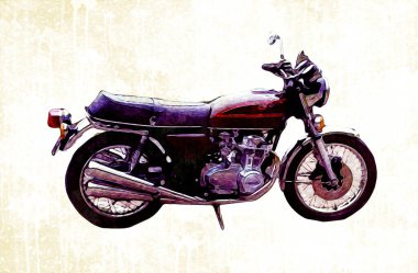 Motosiklet görüntüleme rengi izole edilmiş sanat antika retro