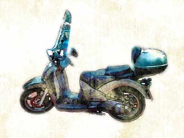 Motorrad Llustration Farbe Isoliert Kunst Vintage Retro — Stockfoto