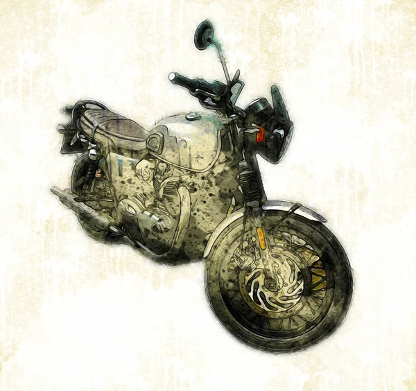 Motorrad Llustration Farbe Isoliert Kunst Vintage Retro — Stockfoto