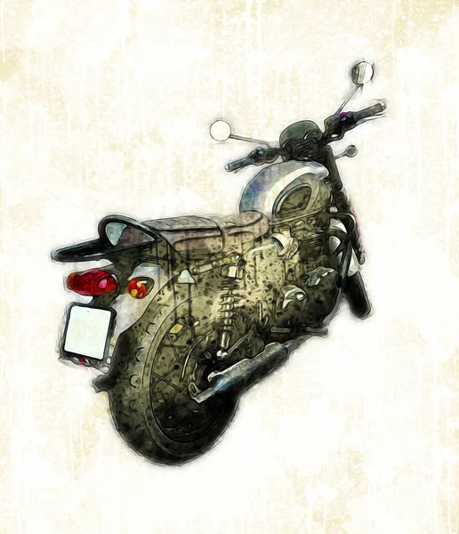 Motorrad Llustration Farbe Isoliert Kunst Vintage Retro — Stockfoto