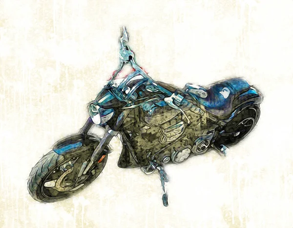 Motor cycle llustration color isolated art vintage retro