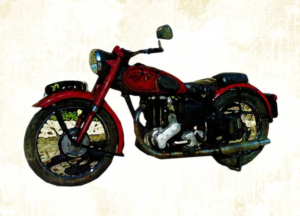 Motor Cycle Llustration Color Isolated Art Vintage Retro — Stock Photo, Image